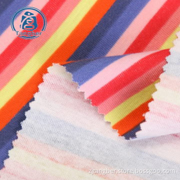 Tissu en jersey de coton rayé pas cher